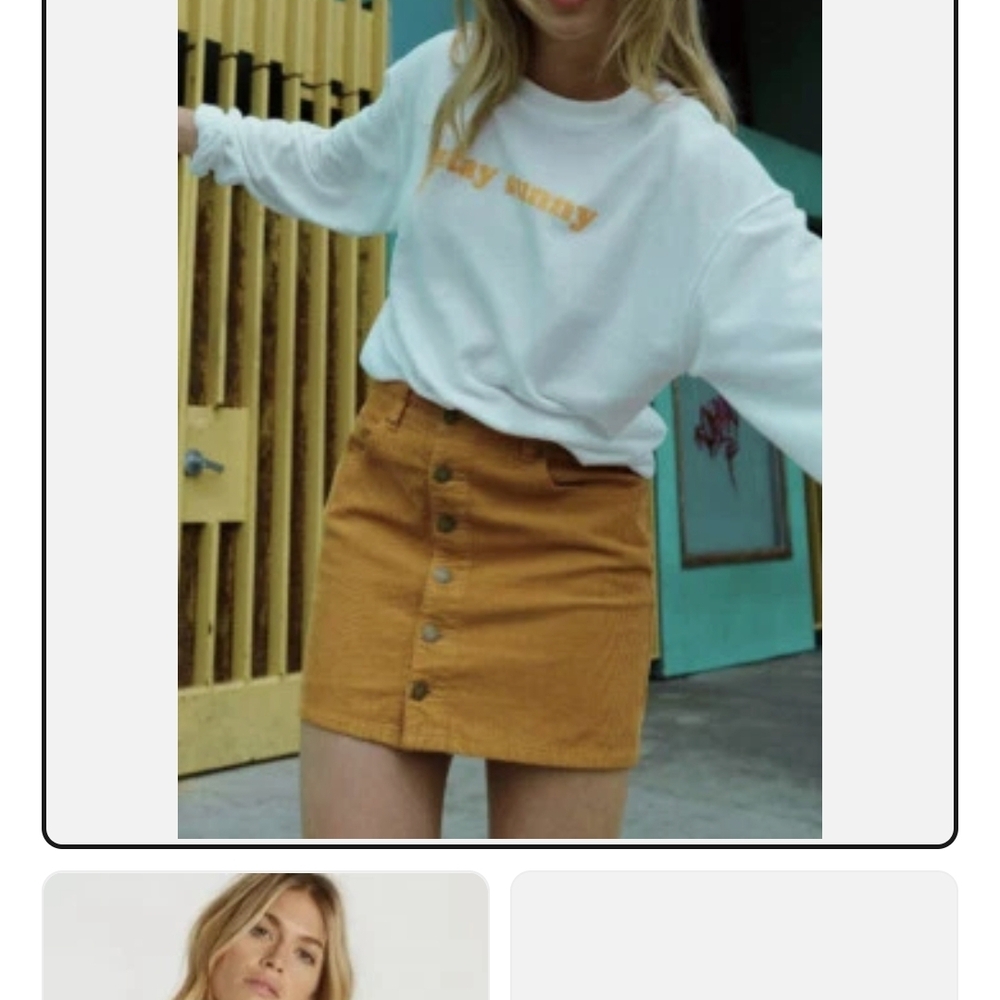 Billabong Cuduory Women's Honey Mustard Button Up Nwt Skirt Skater Prep Stretcht